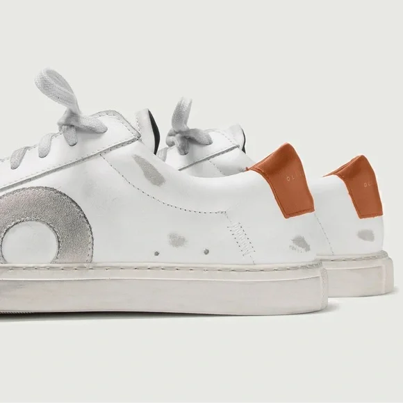 ❤️Oliver Cabell Low 1 Marsala White and Gray Leather Sneakers.  Size 38/US 8. - Picture 3 of 15